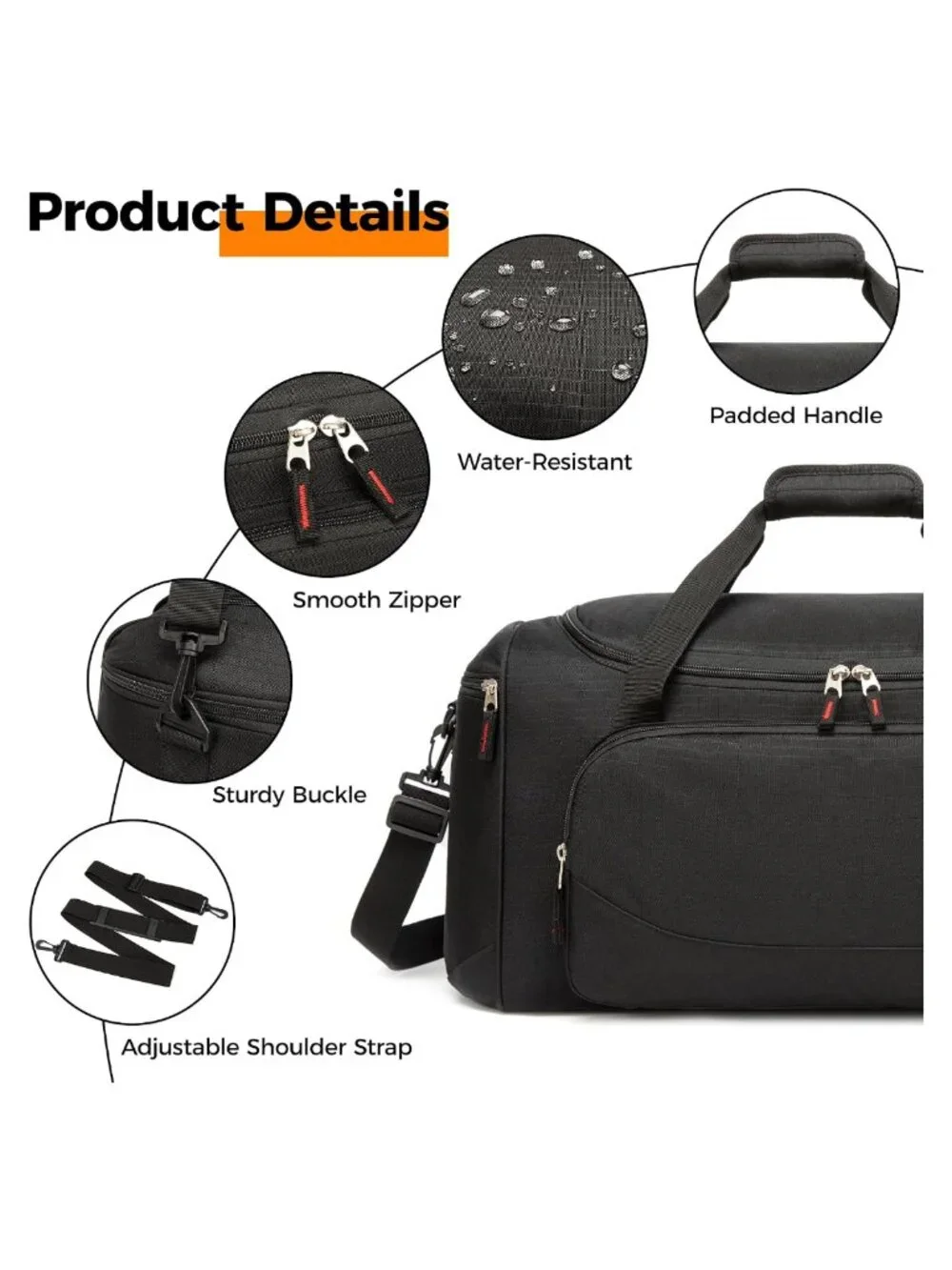 50L Polyester Duffle Bag Gym Travel Sports Weekender Carry On